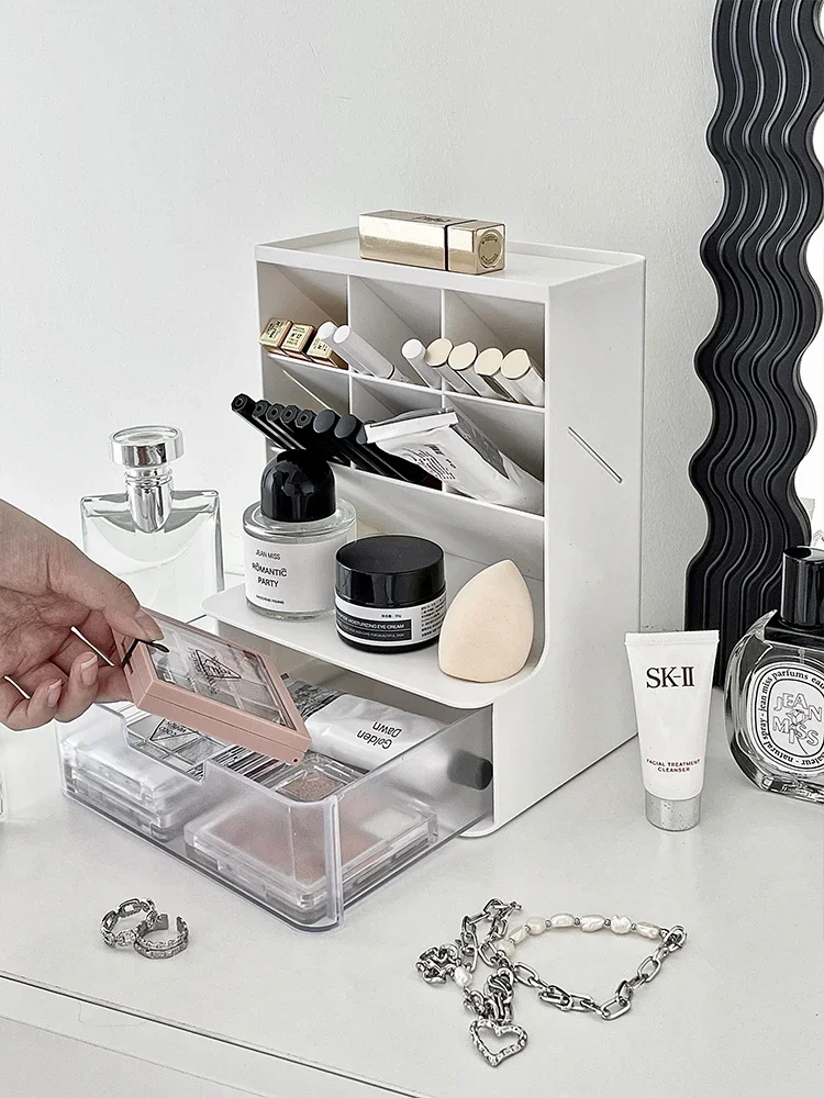 Makeup brush organizer box Drawer dresser Makeup lipstick eyeshadow skincare shelving desktop storage canister storage box 4