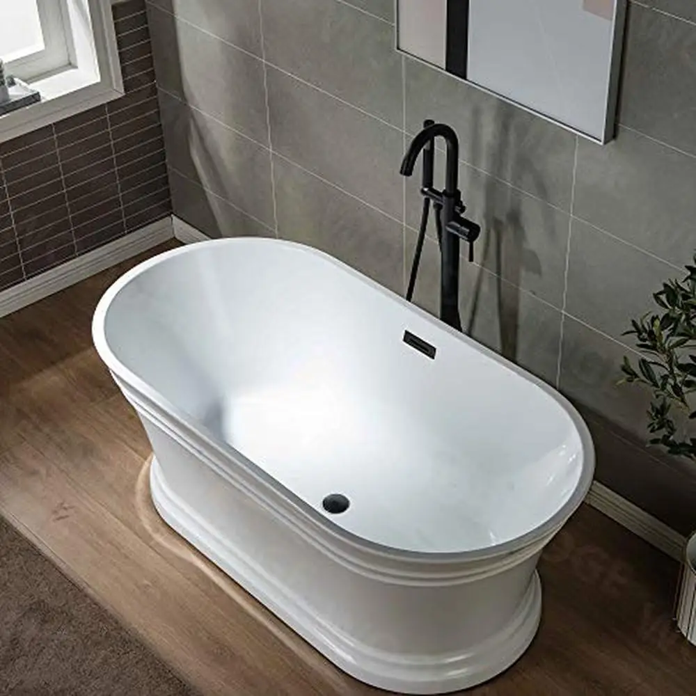 59" Acrylic Bathtub with Non-Slip Design High Gloss White Finish and 53 Gallon Capacity 5