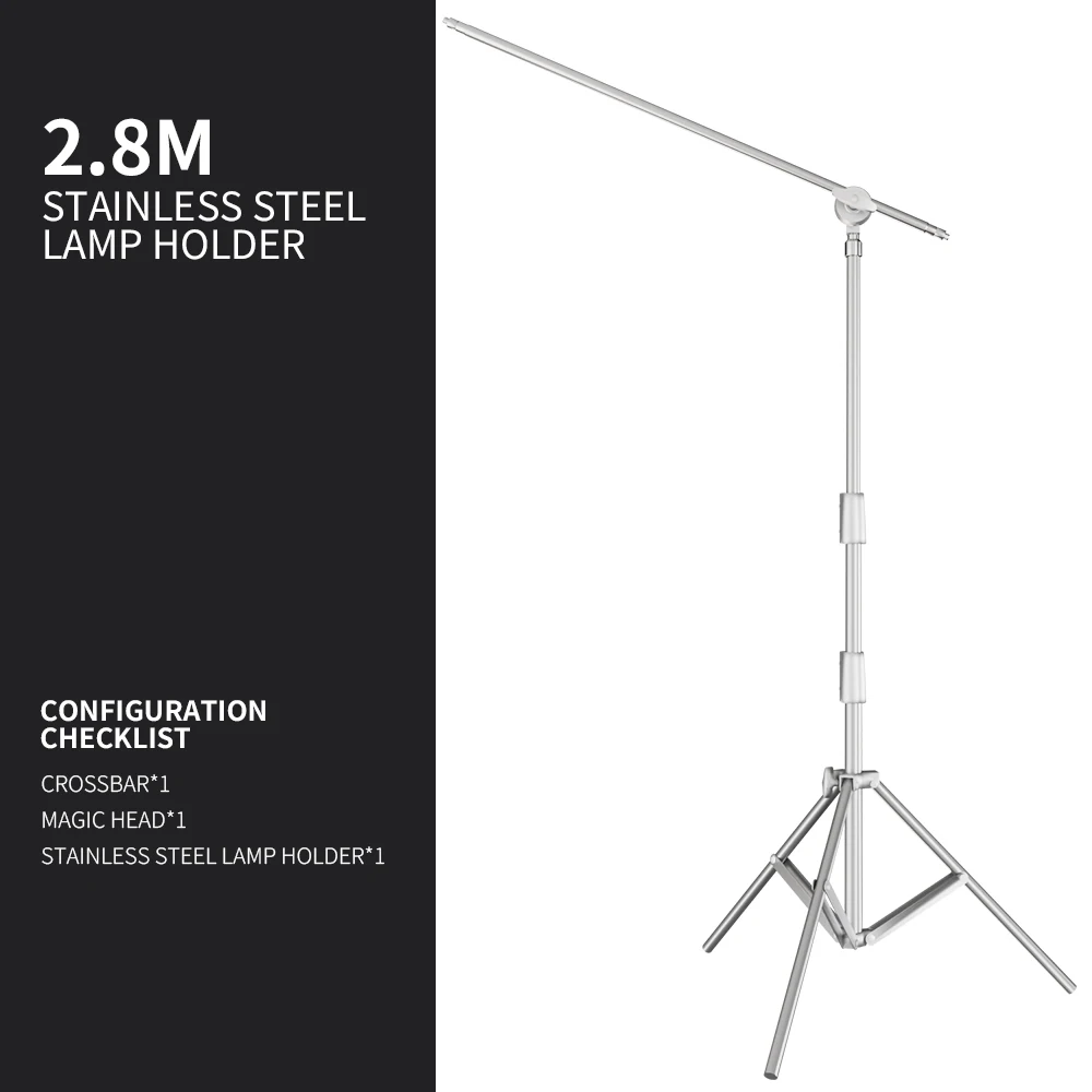 Trépied en acier inoxydable SH290cm avec roues universelles et sac de transport pour appareil photo, idéal pour le streaming YouTube et la photographie avec boîte à lumière fixe