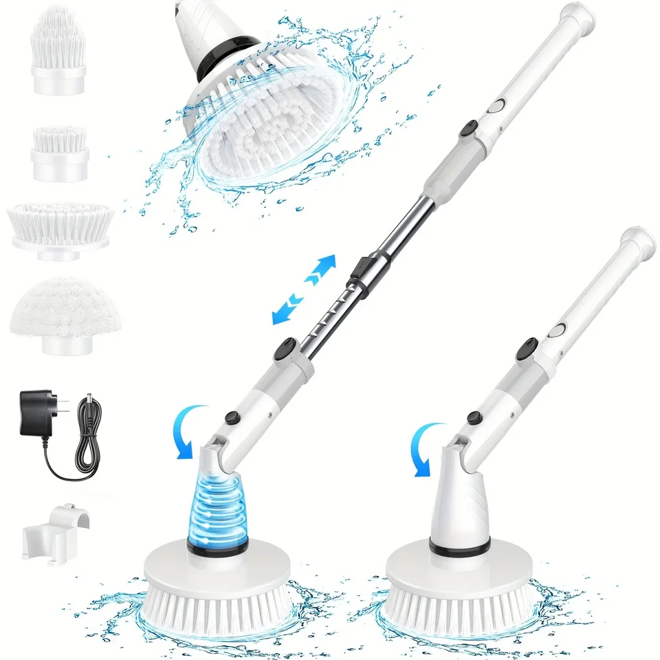 Cordless Electric Spin Scrubber with 4 Heads