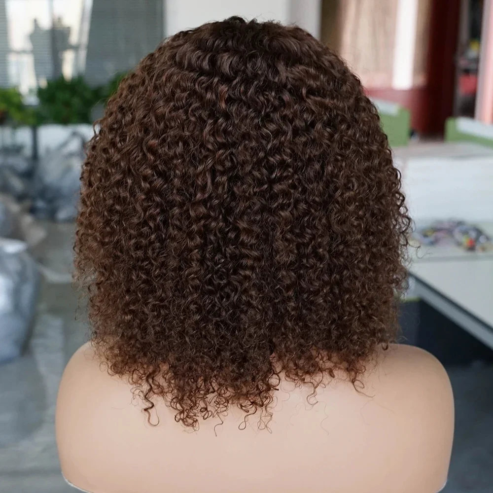 250% Put Go Glueless Wig Jerry Curly 4x4 Pre-Cut Lace Closure Wig Brown Brazilian Human Hair Wigs For Women Ready To Put human hair wig