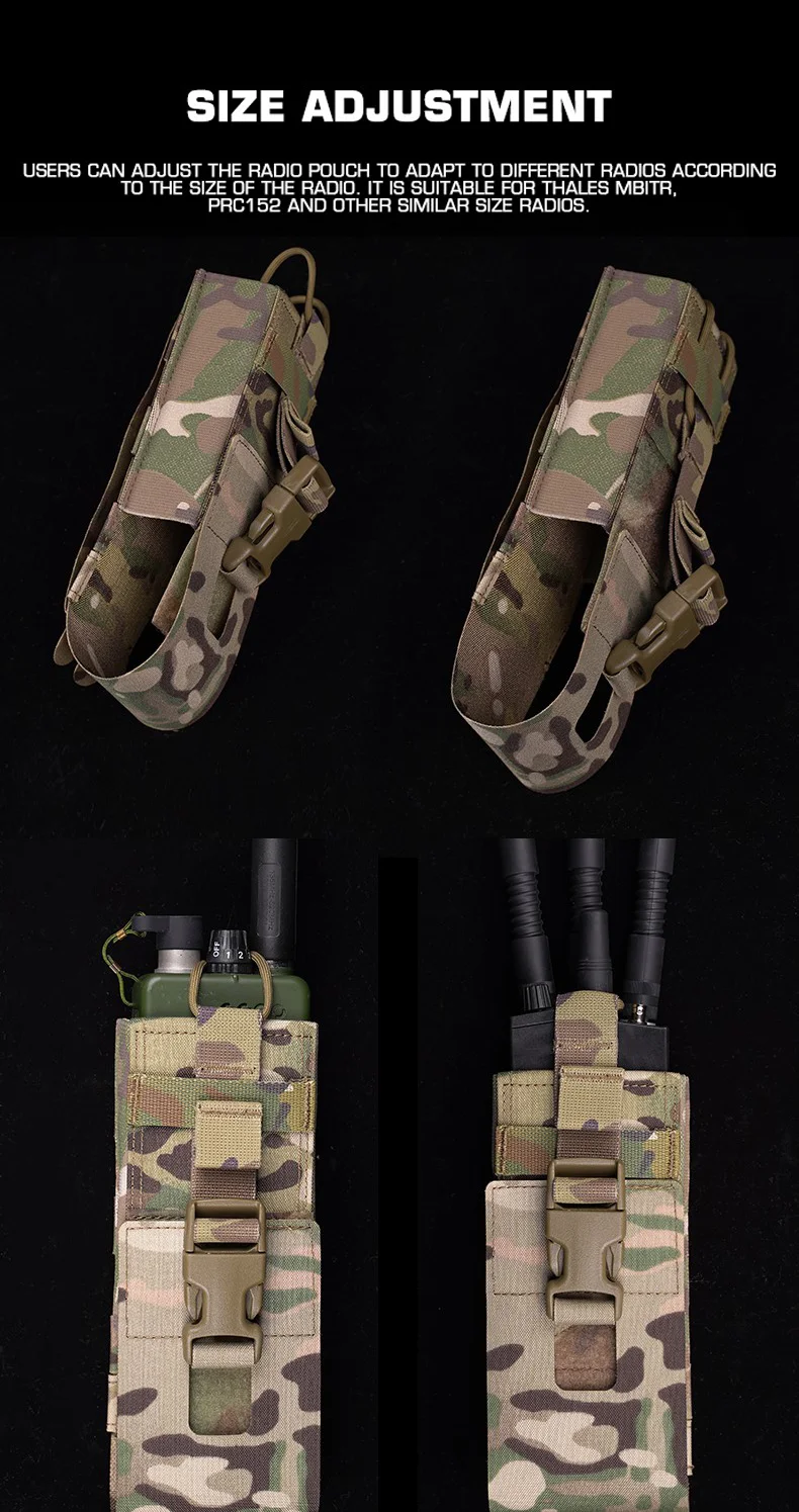 Leichte MOLLE-Radiotasche, Schnellverschluss-Universalhalter für PRC-152/148/163 Walkie Talkies, Outdoor-Airsoft-Nutzung aus Nylon – Detail 3