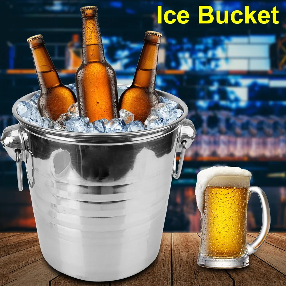 Ice Cube Maker Wine Beer Cooler Bucket 5l Stainless Steel Champagne Wine Beer Bucket For Ktv Bar Kitchen Party Barware