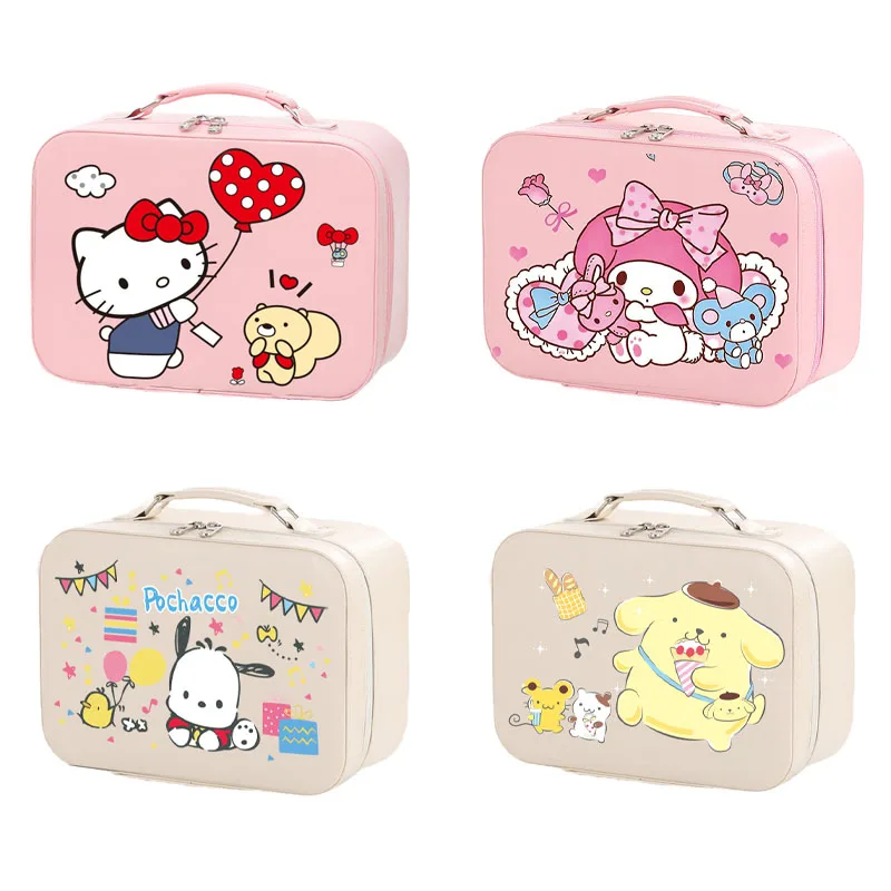 

Sanrios Cute Girls Makeup Case Pochacco Cinnamoroll Kuromi Melody Hellokittys Cartoon Large Capacity Portable Makeup Case