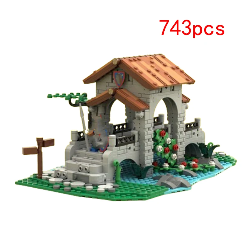 

Stock Moc-161587 small particle building blocks medieval building bridge castle decorative toys
