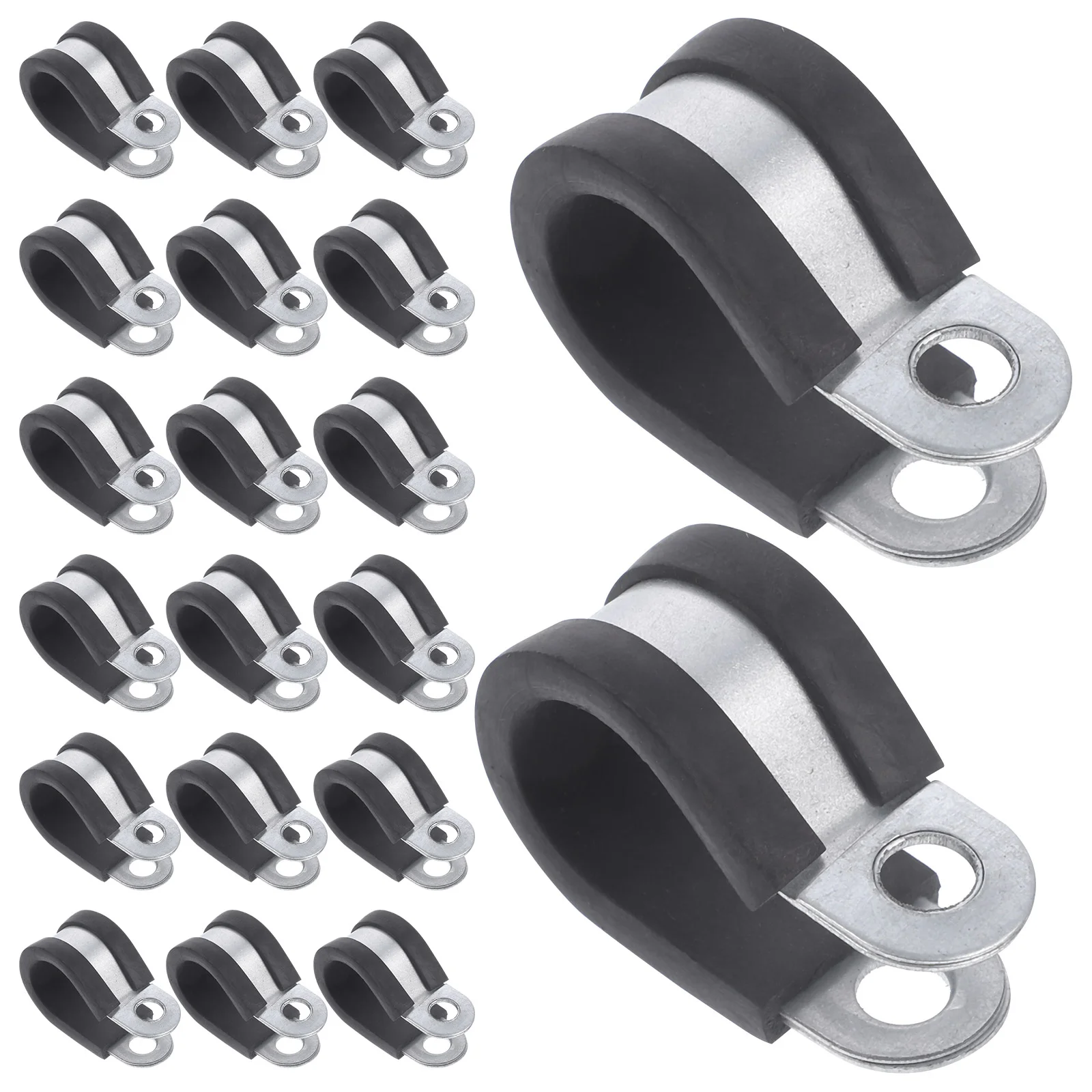 

20 Pcs Jigs U Bracket Hose Clamp Kit Wire Clamps Cables Fixture Brake Line Pipe Repair Stainless Steel