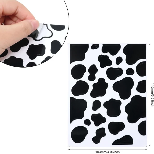 6/12 Sheets Self-Adhesive Cow Print Stickers Decals Decorative Black Spot  Stickers for Cow Theme