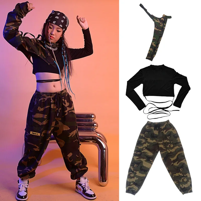 

Camouflage Hiphop Suit Children'S Hip-Hop Dance Performance Clothes Street Dance Rave Clothes Girls Jazz Dance Costumes