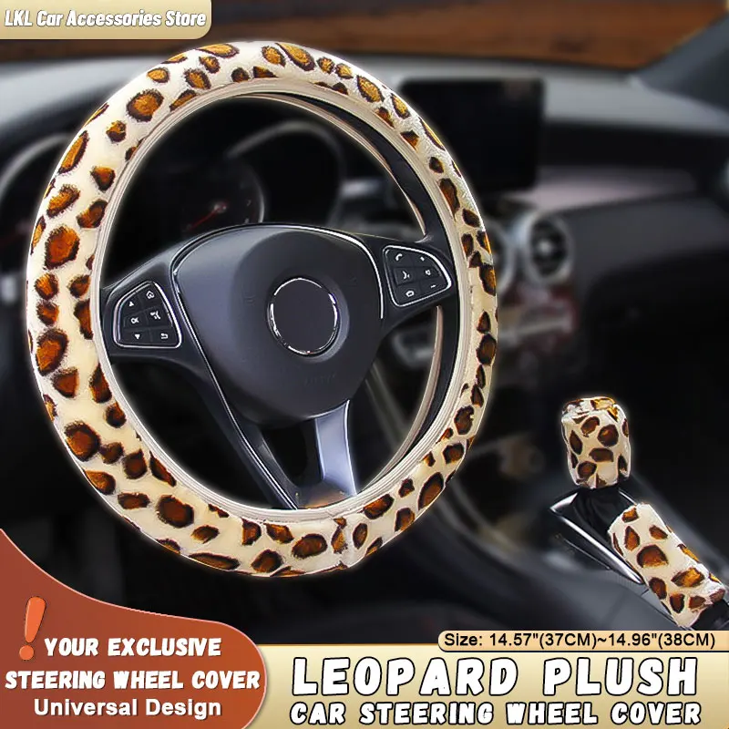 Aksesoris Mobil Interior Universal Mobil Penutup Roda Kemudi Rem Tangan 3 Pcs/Set Macan Tutul Cetak Mewah Auto Cubre Volante Gadget