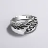 Bague Girlbible en argent sterling 925 pour femme, couple, minimaliste, faite à la main, rétro, avec pierre noire, bijoux de fête, cadeau, anti-allergie