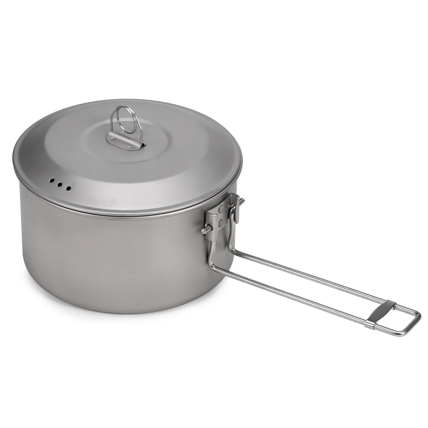Titanium Camping Cookware Set With Lid And Foldable Handles_voghion.com