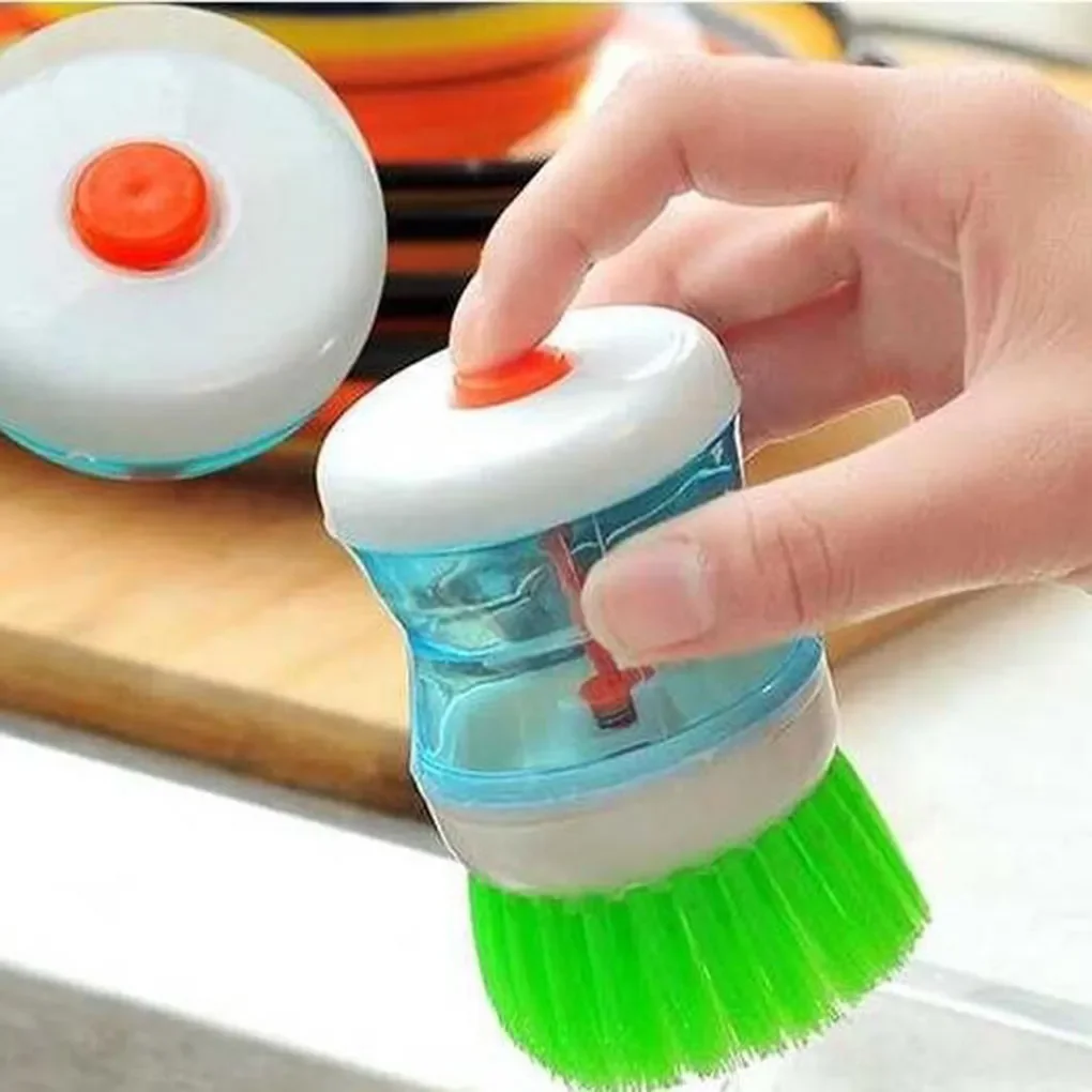 

Up Soap Dispenser Home Kitchen Bowl Dish Brush Detergent Scrubber Brush Random Color