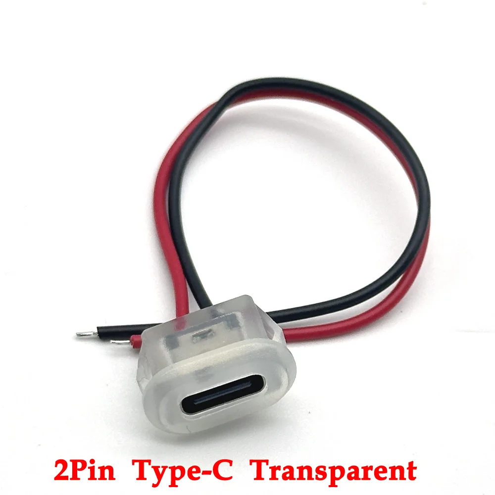 100Pcs Usb-C Connettore Trasparente Tipo-C Base Femmina A Compressione Diretta Presa Usb Impermeabile Jack Di Ricarica Rapida Ad Alta Corrente