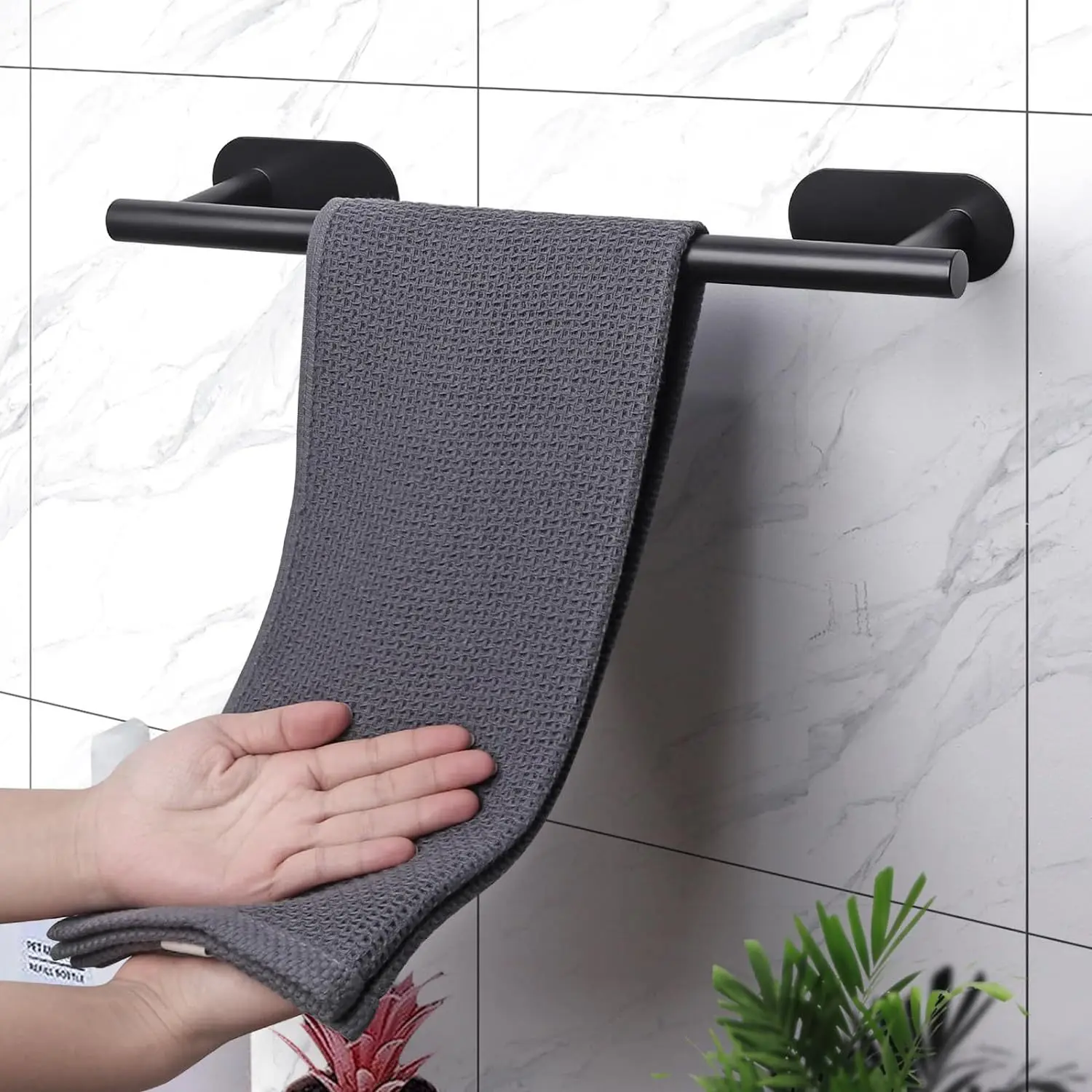 Wall Mount Toilet Towel Paper Holder 5PCS/7pcs Adhesive Black Silver Kitchen Roll Paper Stand Hanging Napkin Rack Bathroom Set