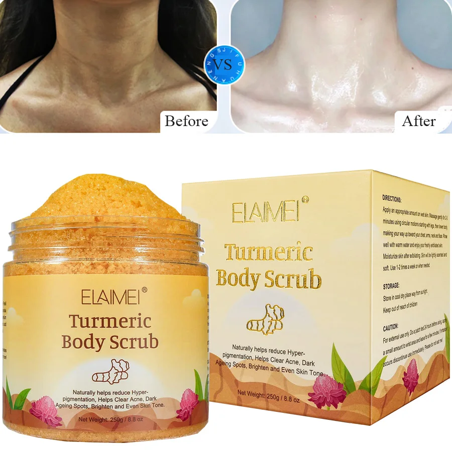 

Sdotter Turmeric Body Scrub with Dead Sea Salt Moisturizing Skin Anti-Aging Skin Exfoliating Reducing Pores Clearing Acne Smooth