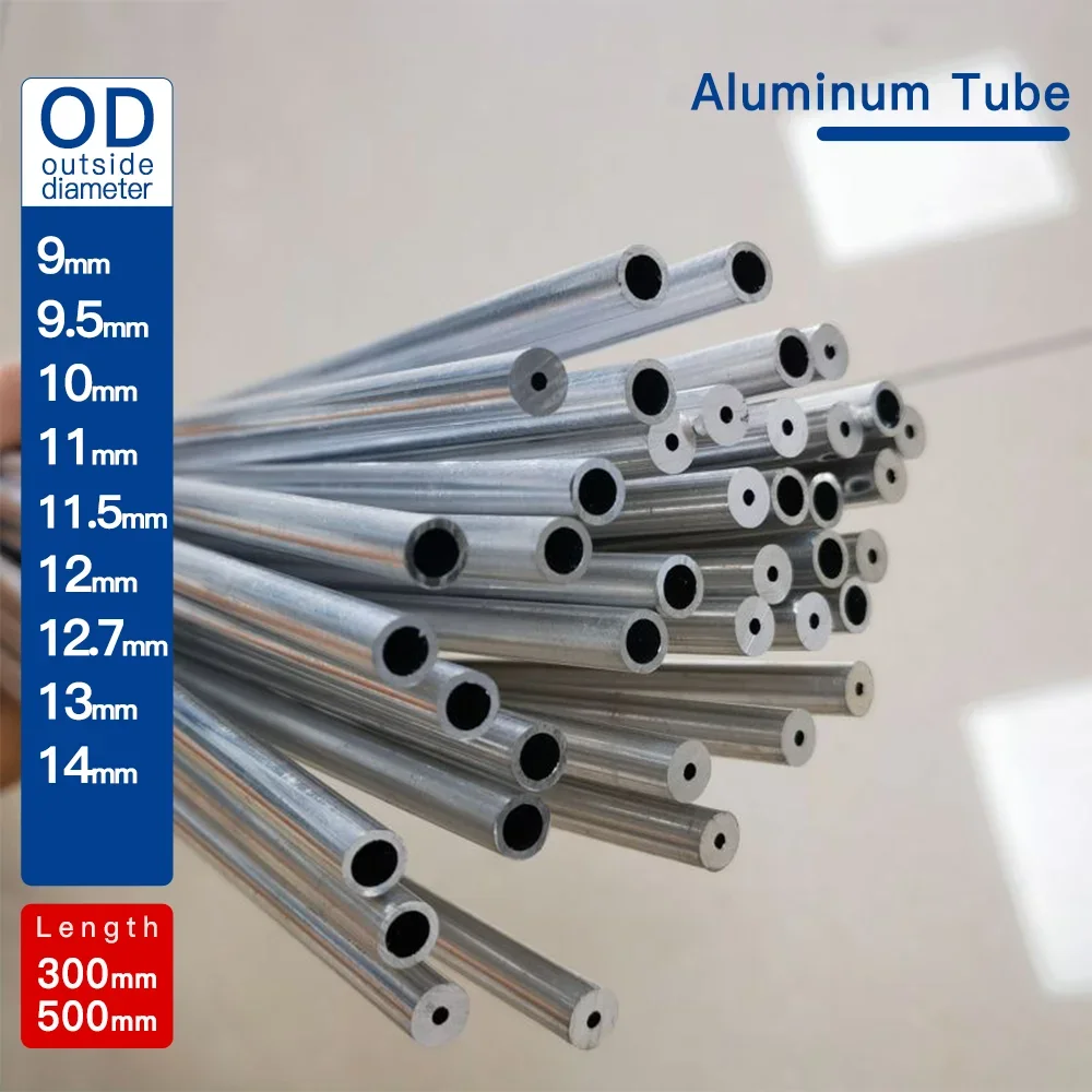Aluminium Tube Aluminium Tube OD9-14mm length300mm 500mm Round Aluminum Alloy Pipe Straight Small outer diameter 6063 thickness0.2-6