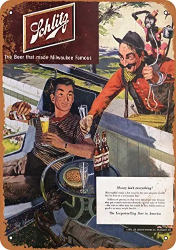 

Metal Sign - 1951 Schlitz Beer and Monkey - Vintage Look