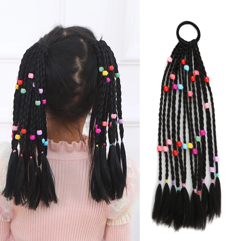 

Short Girls Rainbow Elastic Bands Baided Hair Ponytail Rope Rubber Accessories for Kids Colored Twist Braid Wig Rope Headdress