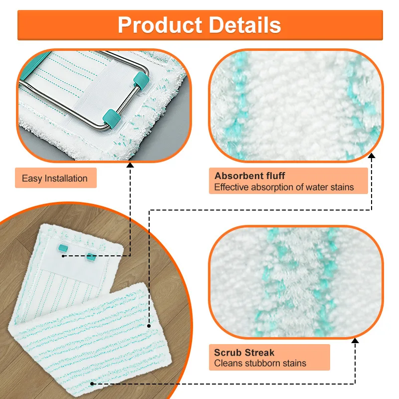 2pcs Mop Cover for Leifheit Profi XL Household Cleaning Washable Microfiber Mop Cloth Replacement Pad Floor Cleaning Supplies 4