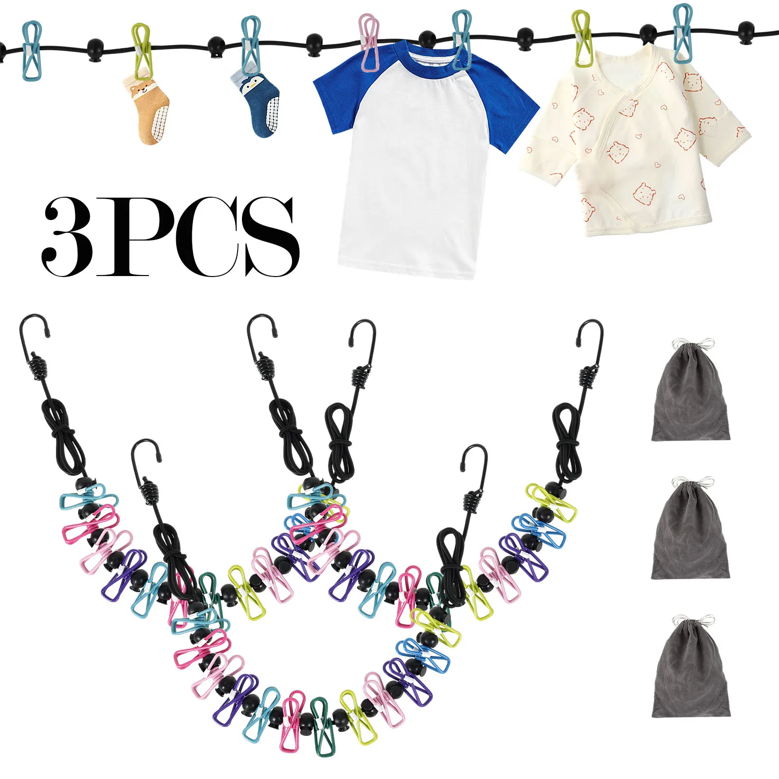 3-Piece Travel Clothesline Set 1