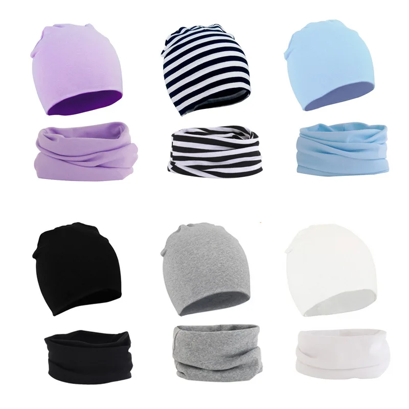 19*20CM Baby Hat Scarf Set Solid Color Kids Beanie Cap Warm Boy Girl Spring Autumn Winter Hats Infant Toddler Bonnet Accessories 2023 autumn baby hat solid color soft cotton infant bonnet caps for girls boys headband kids beanie cap