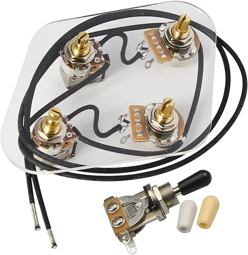 

Electric Guitar Prewired Wiring Kit, 3 Way Switch Wiring Harness Kit 2 Volume 2 Tone Push-Push Pots for SG Guitar Part
