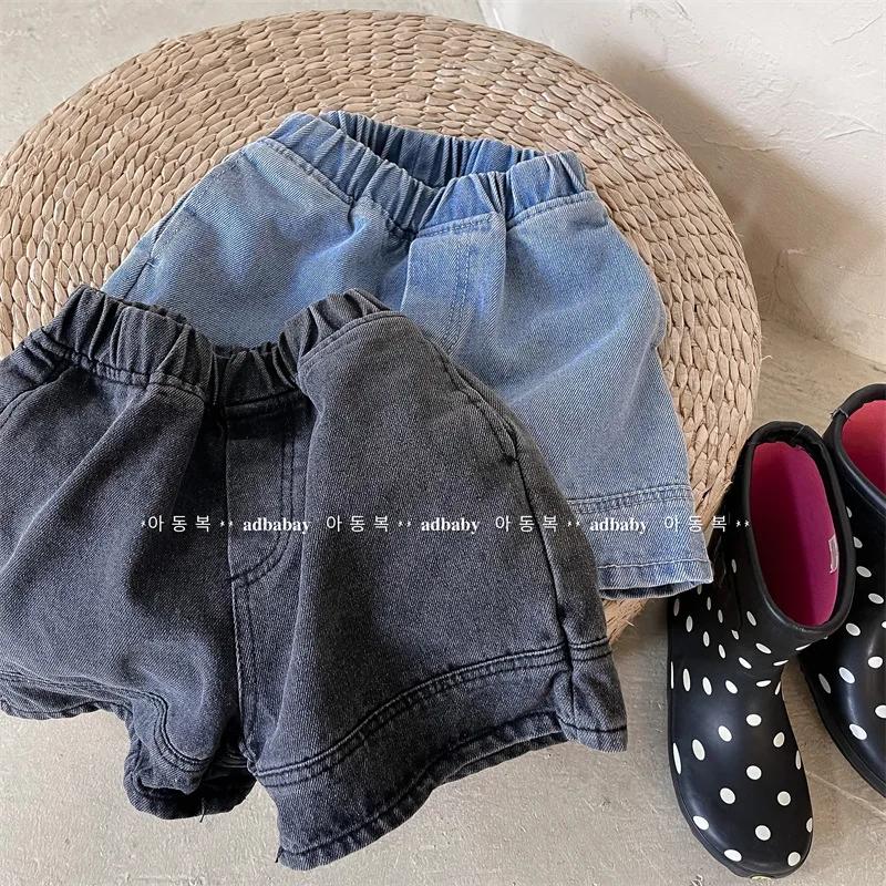 Summer Children's Denim Shorts Solid Color Baby Boys Girls Denim Shorts Toddler Kids Casual Short Pants