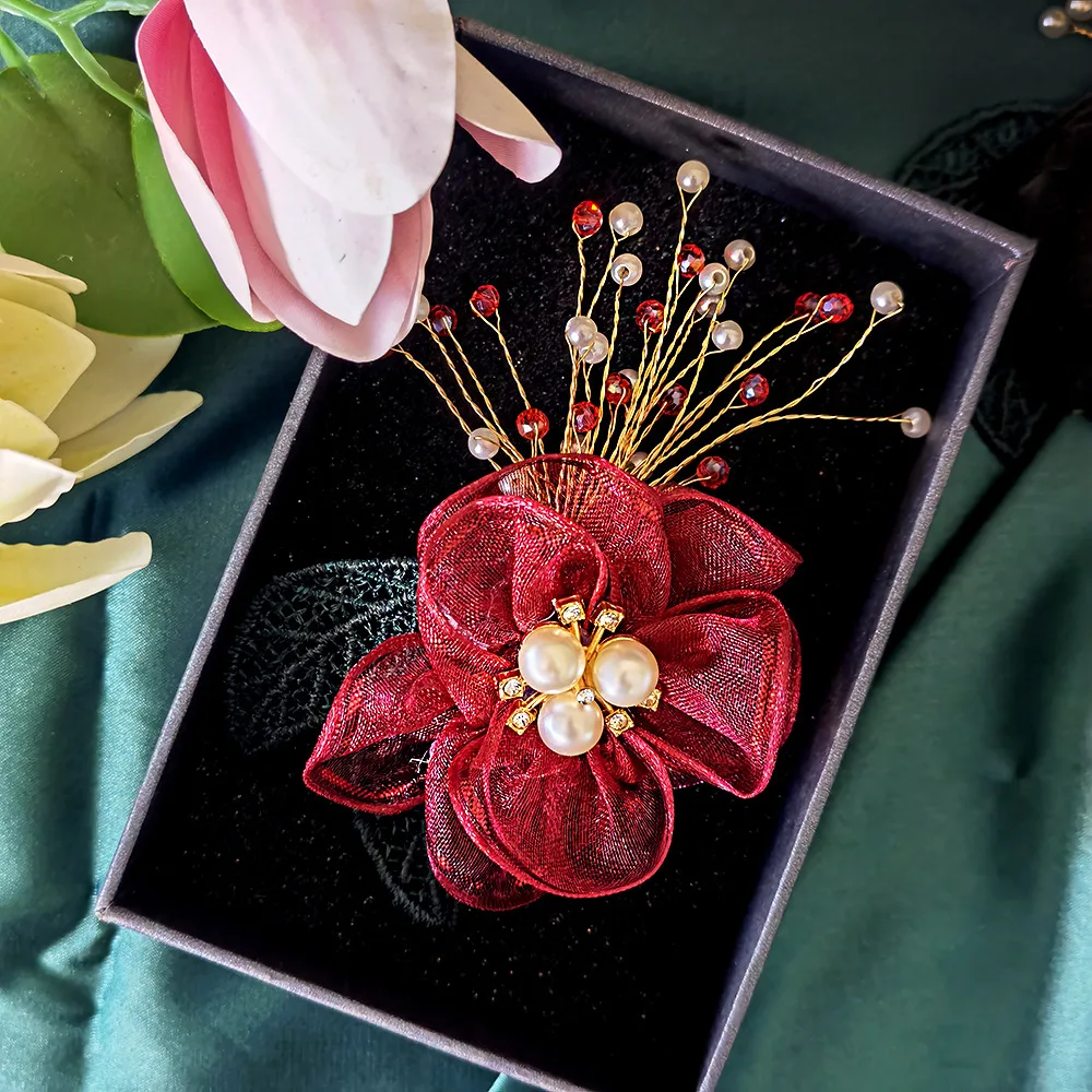 Lot 6 Pinces à Corsage Décoratives 41mm - Finition Cuivre - Épingle Barre - Pour Fleurs Ou Décoration - Neuf