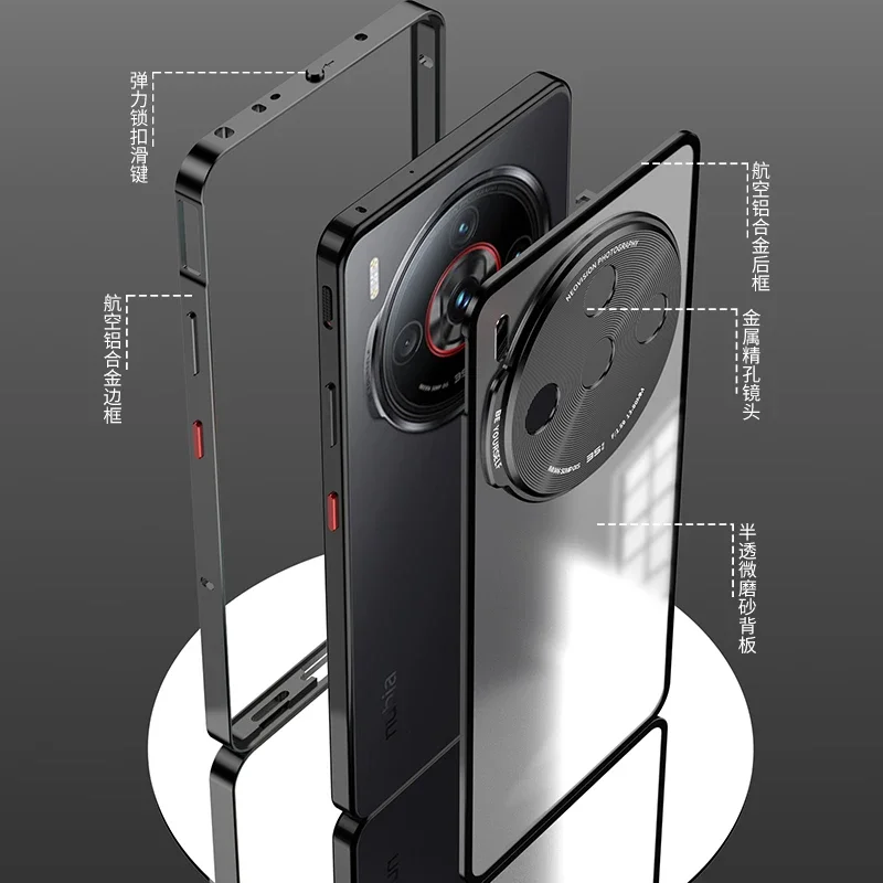 Premium Aluminium Alloy Metal Frame Bumper with Tempered Glass Cover - Shockproof Hard Case