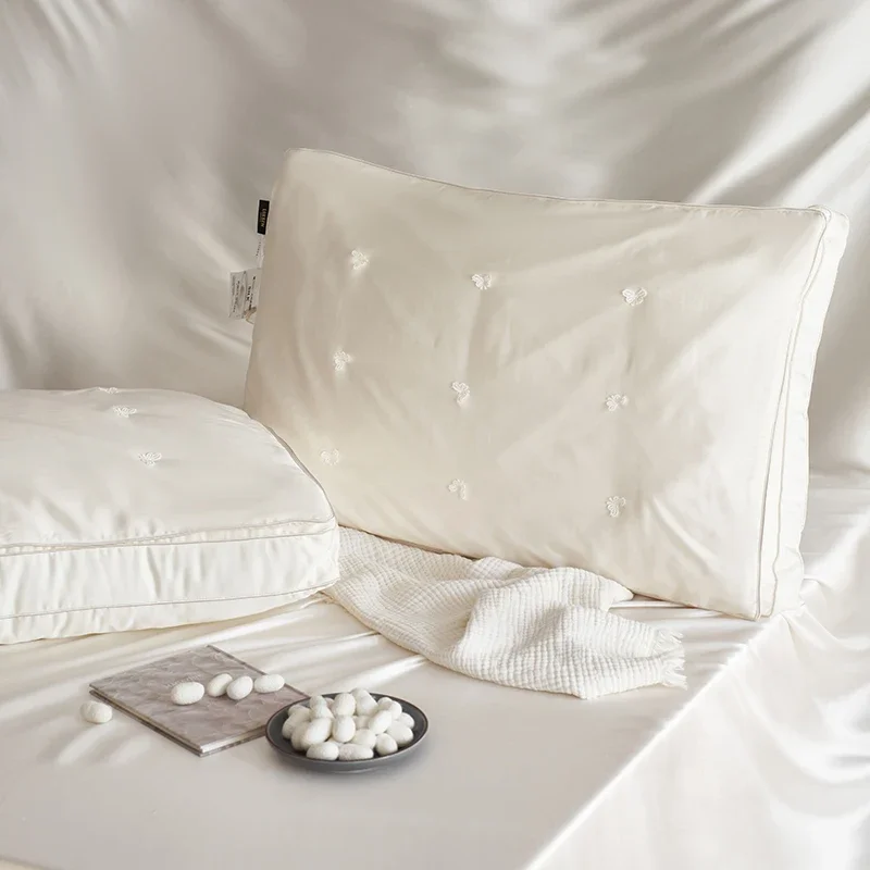 Mulberry Silk Pillows For Sleeping Natural Silk Filling Pearl Protein Fabric Anti Mite Health Care Bedding Hotel Neck Pillows 6