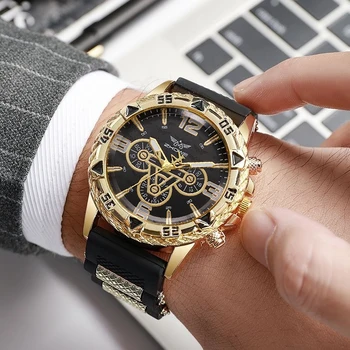Fashion Men's Watch Silicone Band Big Dial Male Quartz Watches Sports Watch
