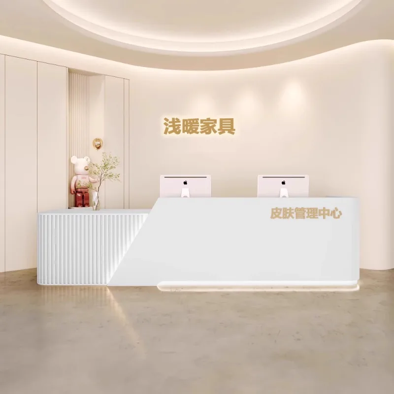 Salon Reception Desks Beauty White Front Executive Office Cashier Counter Reception Desks Podium Muebles Modern Furnitures