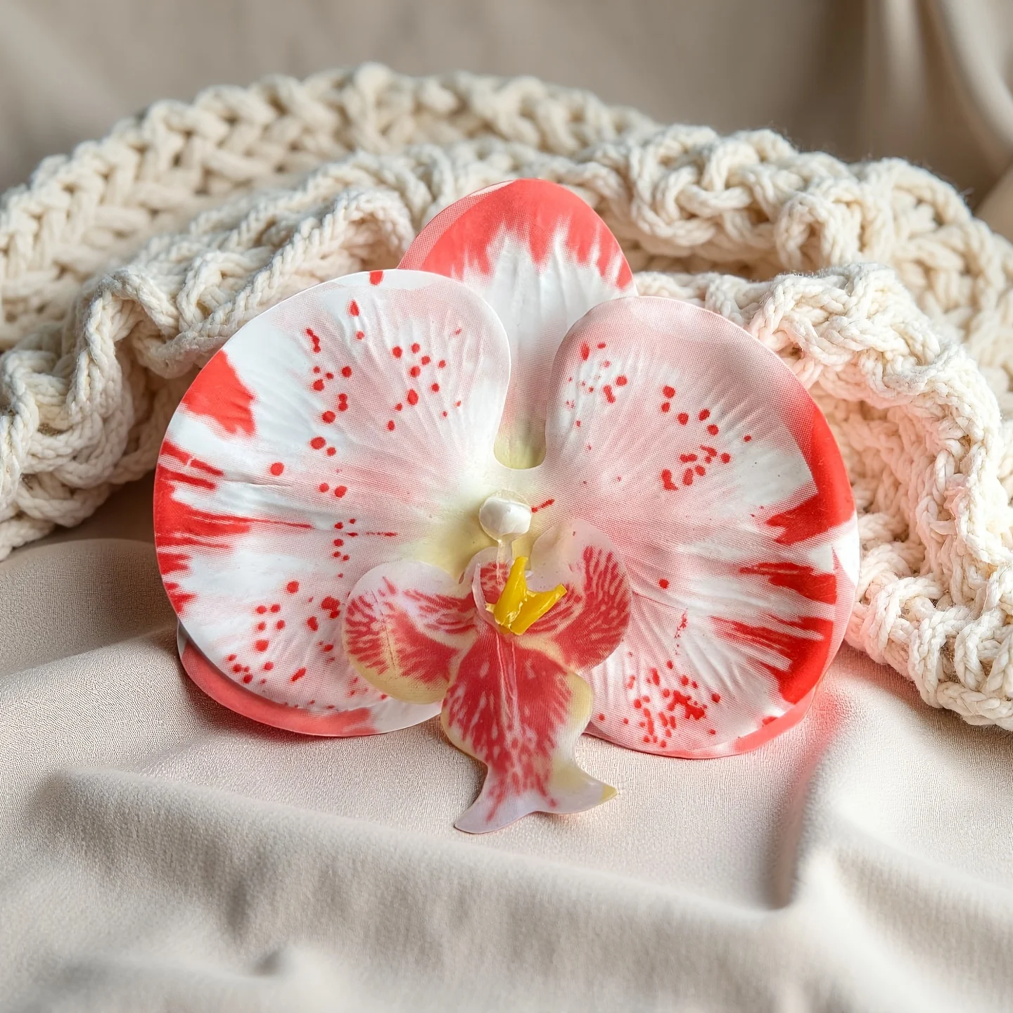 10 Stück Real Touch 3D-Orchideenblütenköpfe – künstliche Mini-Blumen für Hochzeitsdekoration, Haarschmuck zum Selbermachen, Party-Foto-Requisiten – Detail 5
