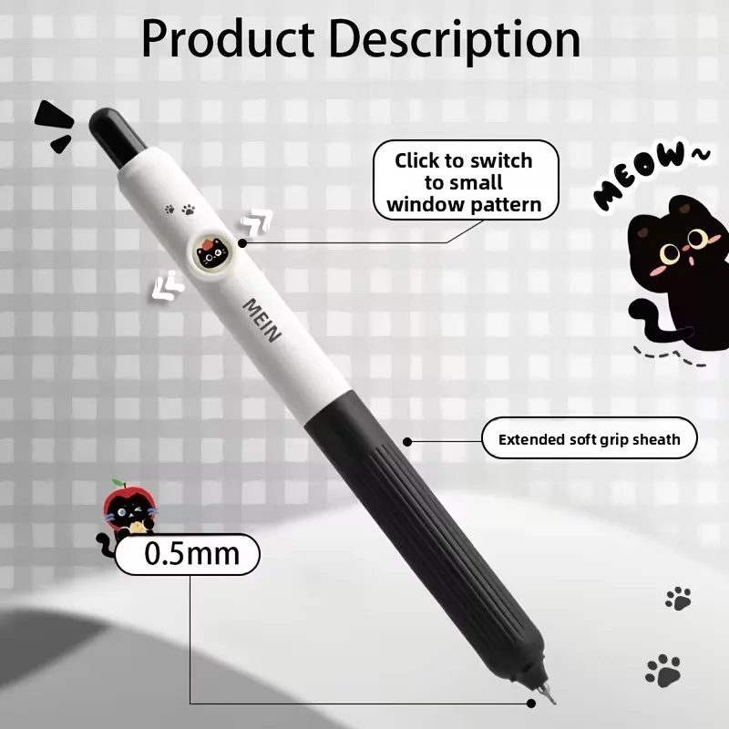 4pcs Kawaii Cat Pens Paw 0.5mm Quick-Dry Black Ink-Smooth Writing Retractable Pens School Journaling Birthday Christmas Gift ﻿ - 2
