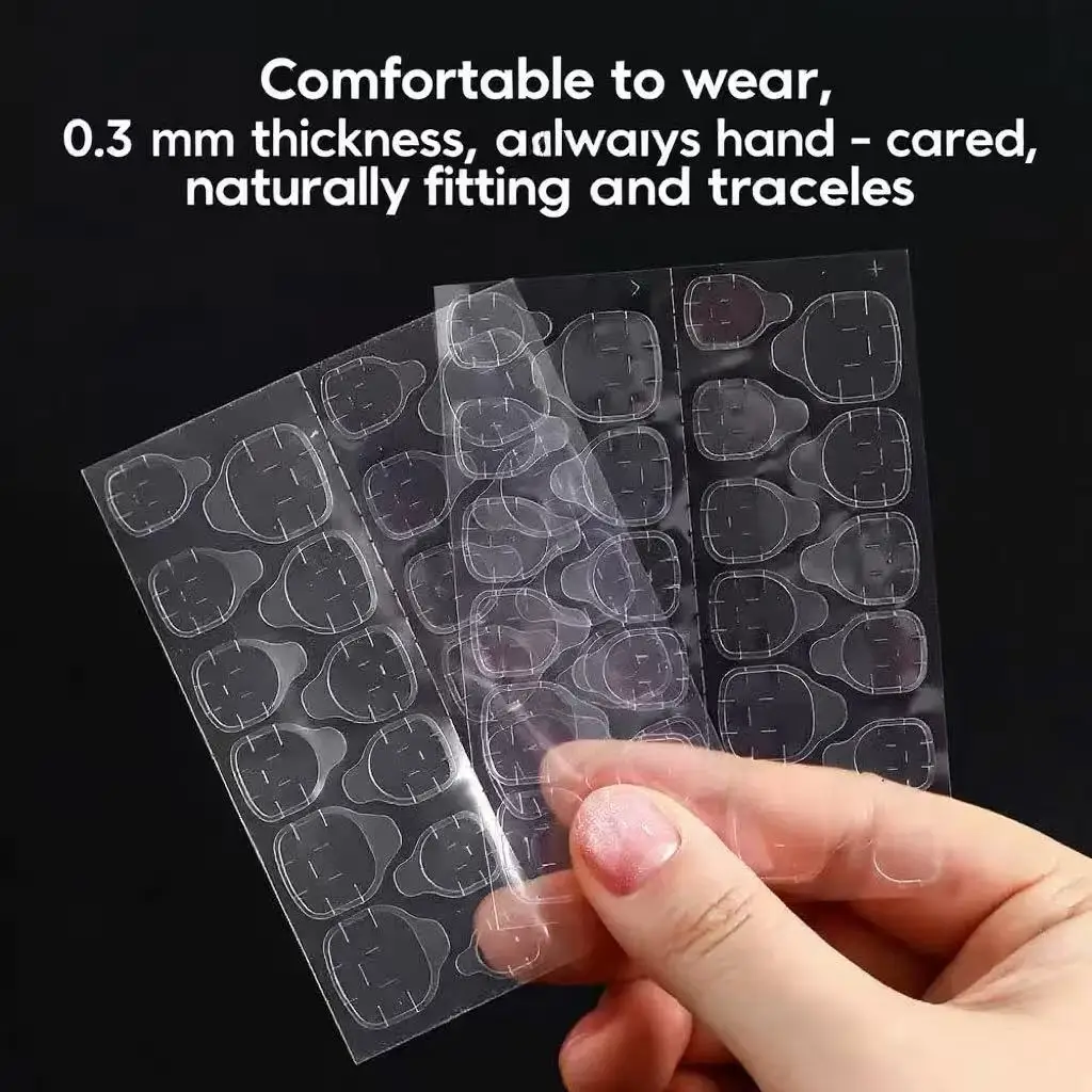 600PCS Double Sided Glue Nail Sticker Adhesive Tabs Waterproof Breathable Fake Nail Glue Stickers Jelly False Nails Tips