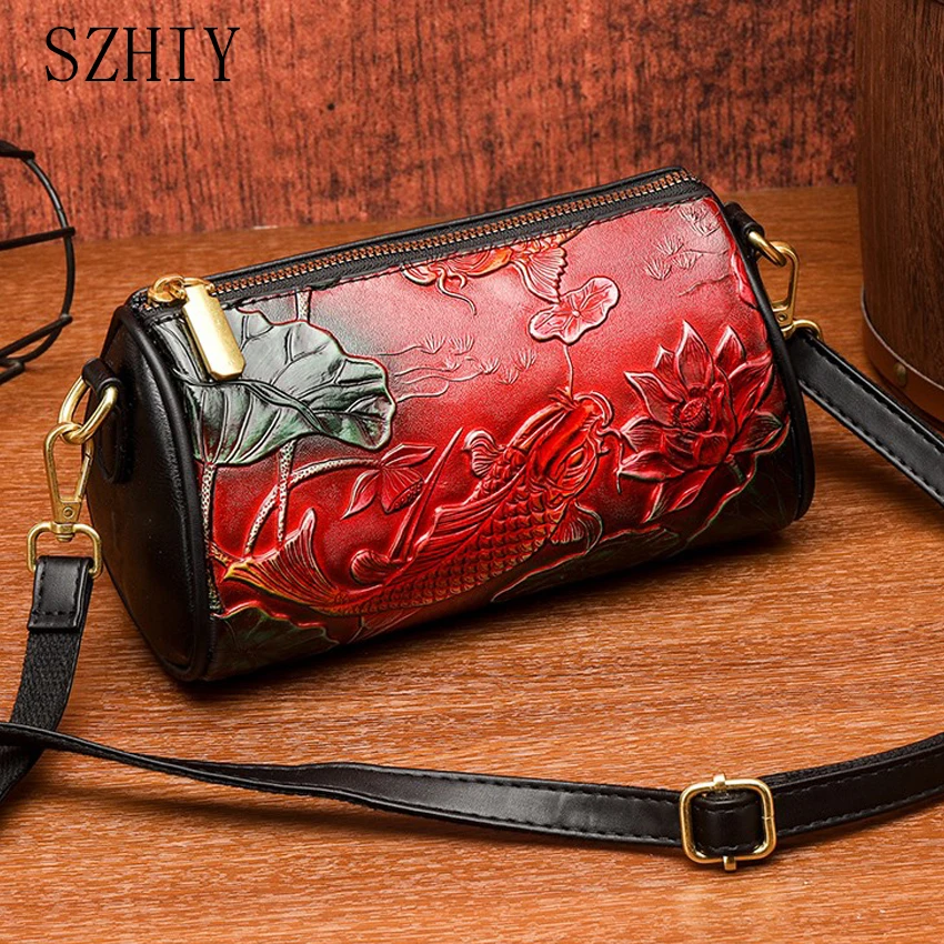 Retro Shoulder Bag Women Cylindrical Bag Luxurious Designer 3D