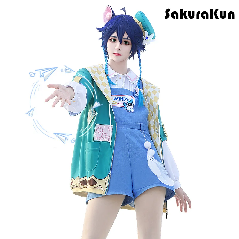 Venti Cosplay Costume Game Genshin Impact Suit Spring Outing Sweet Lovely Uniform Activity Party Role Play Clothing Cos Full Set
