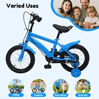 Vélo enfant 14 pouces avec roulettes, selle et guidon réglables, guidon antidérapant, frein à main et sonnette pour les cyclistes débutants 4