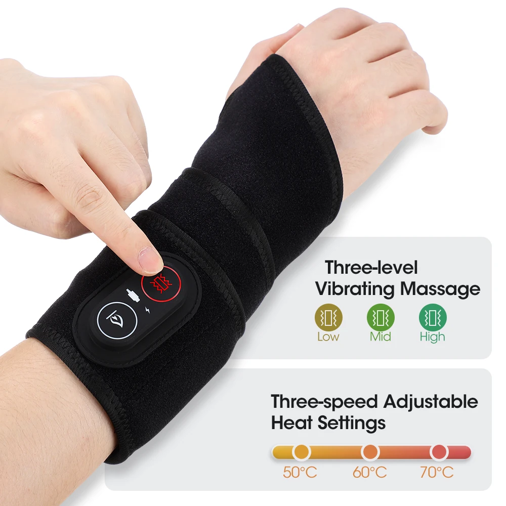 3-in-1 Heating Wrist Massage Pad Electric Wrist Massager Vibration Light Joint F