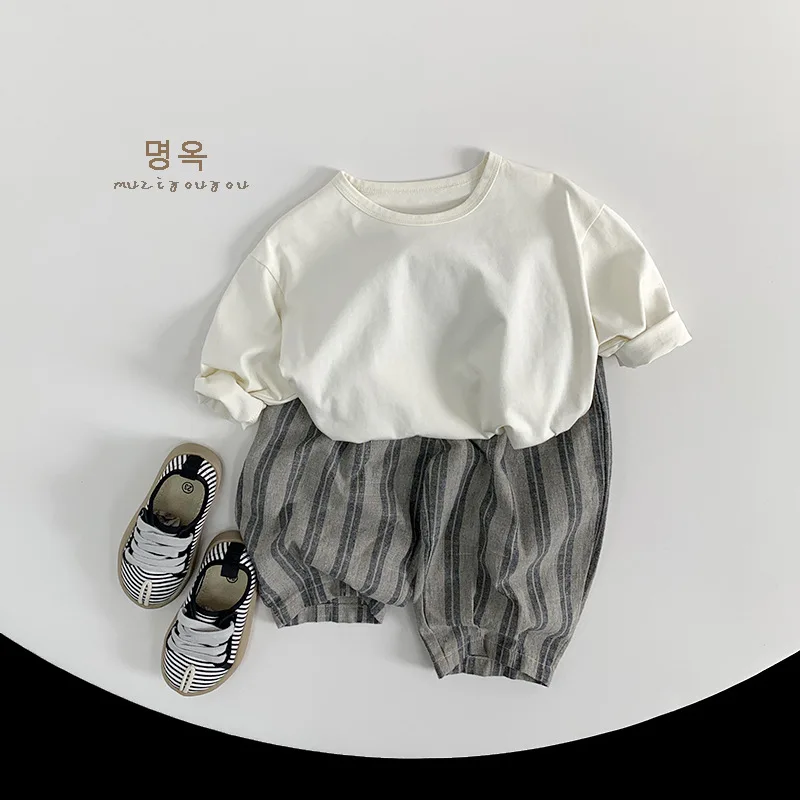 2025 Spring New Children Long Sleeve T Shirts Solid Color Boys Simple Casual Tees Baby Girls Bottoming Shirts Kids Clothes 4