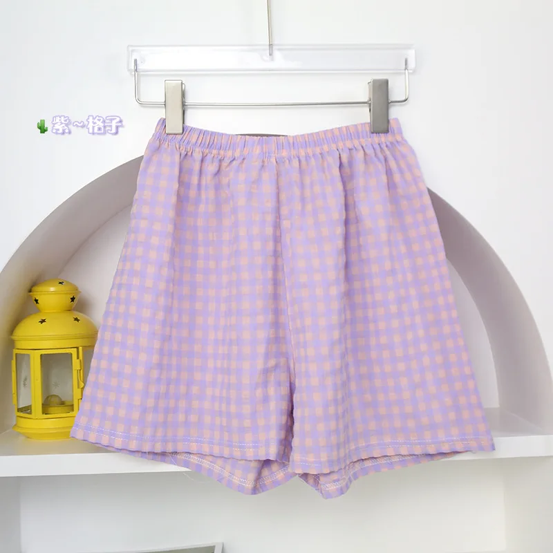 thumbnail image 1 of Pantalones cortos para mujer, con cuadros florales, cintura alta, pierna ancha, holgados, de algodón suave, informales, deportivos, de moda, para verano, 2023, 1 of 5