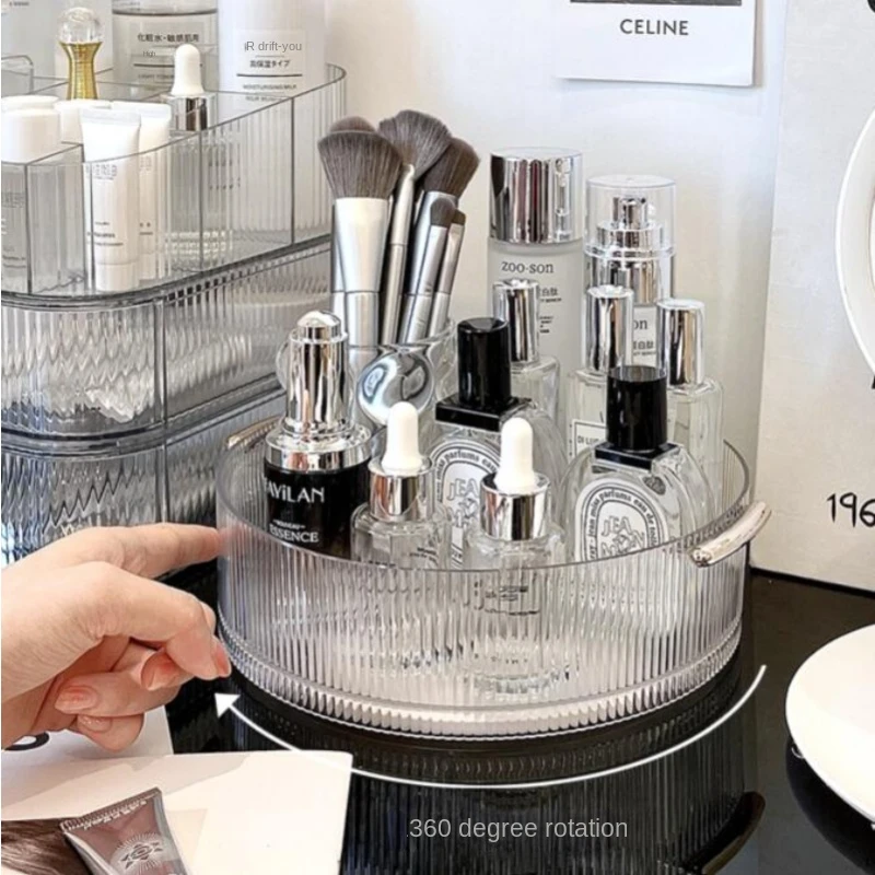 Storage Tray Rotating Storage Organizer 360 Degree Rotating Plastic Storage Tray Cosmetic Storage Box Makeup Organizer Baskets Kitchen Organizer Serving Tray