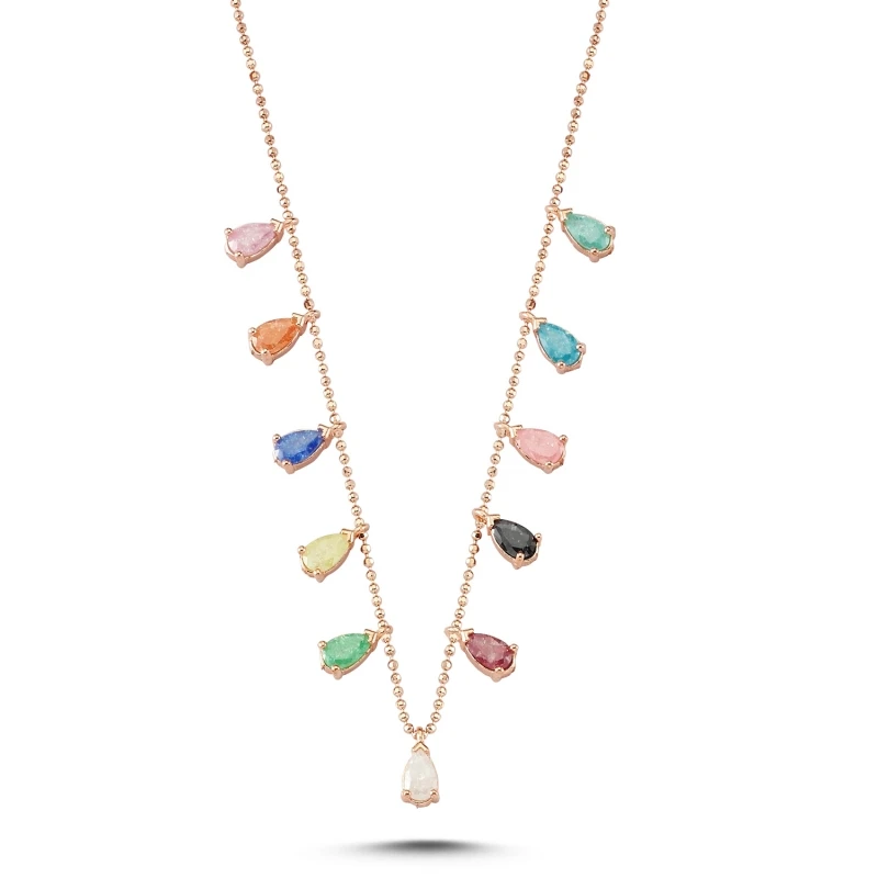 

Silver 925 Sterling Drop Frosted Zircon Dangle Necklace