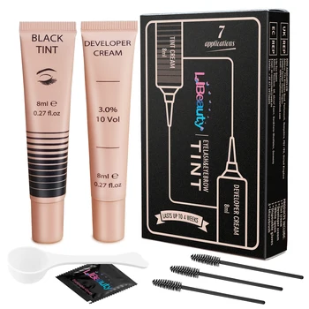 Libeauty 방수 속눈썹 틴트 키트, 빠른 염색 눈썹 강화, 눈썹 염색 속눈썹, 오래 지속 가능, 8ml