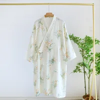 2026 Japanese kimono spring/summer women's bathrobe 100% cotton pajama printed simple kimono bathrobe thin home clothing Ladies - Image 3