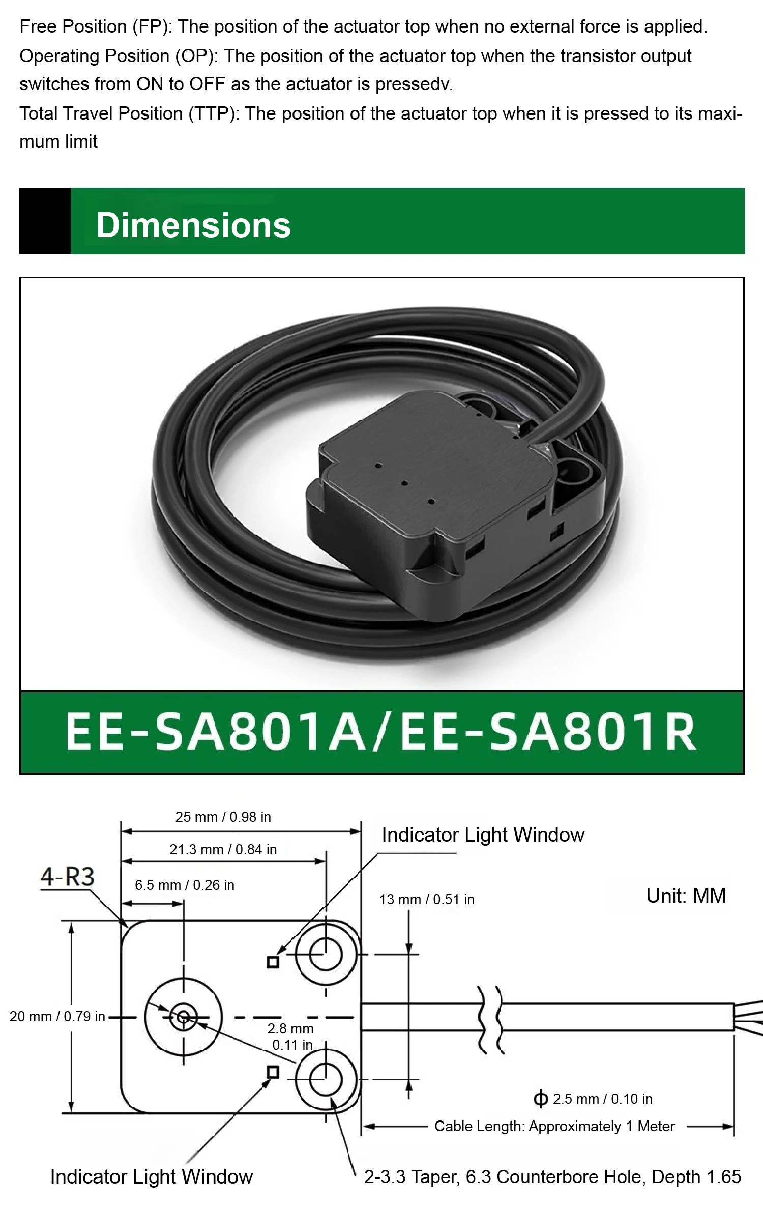SA801 Photoelectric Limit Switch Button Type Optical Sensor for Automation Equip