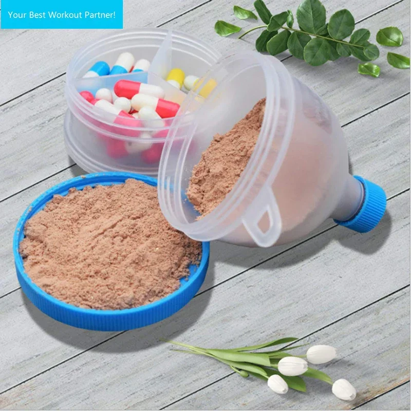 Protein Powder Funnel 2 Layers Portable For Water Bottle and Protein Shaker Bottle