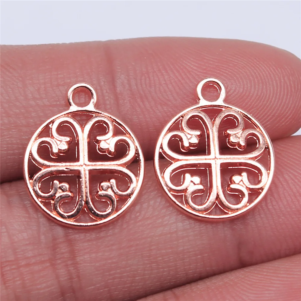 Set of 20 Elegant Multi-Colored Flower Round Charms
