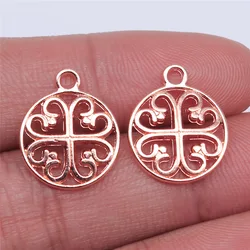Set of 20 Elegant Multi - Colored Flower Round Charms (Rose Gold Color)