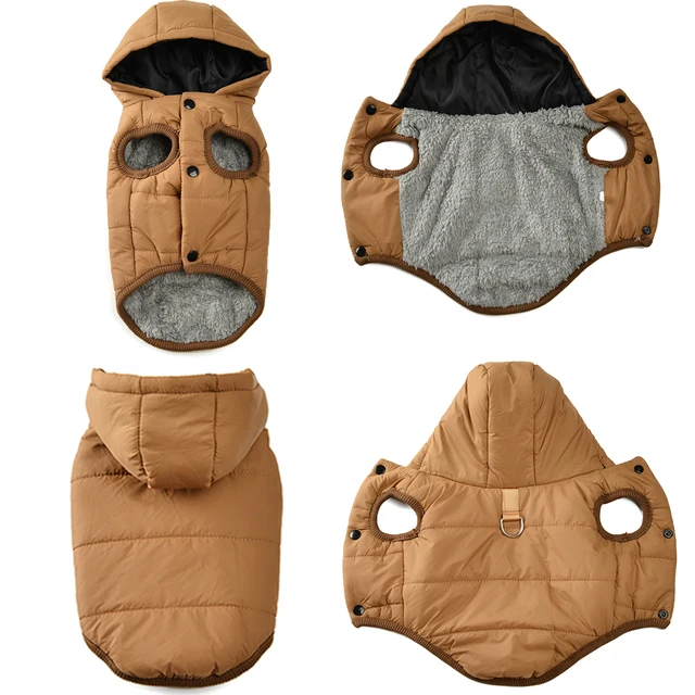 Dog Hooded Winter Jacket Soft Warm Fleece Velvet Puppy Vest Coat  Pet Dog Hat Clothes Cold Proof Winter Padded Yorkies Costume 5